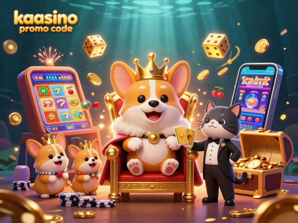 Win big with the kaasino promo code while enjoying a vibrant casino atmosphere with our royal corgi!