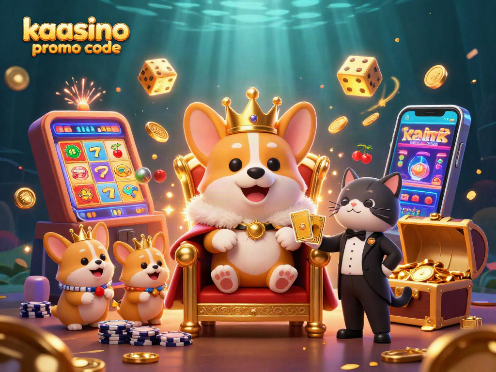 Win big with the kaasino promo code while enjoying a vibrant casino atmosphere with our royal corgi!