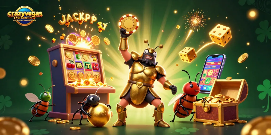 Experience the excitement of crazyvegas real money australian online pokies with a dynamic jackpot scene featuring colorful characters and game elements.