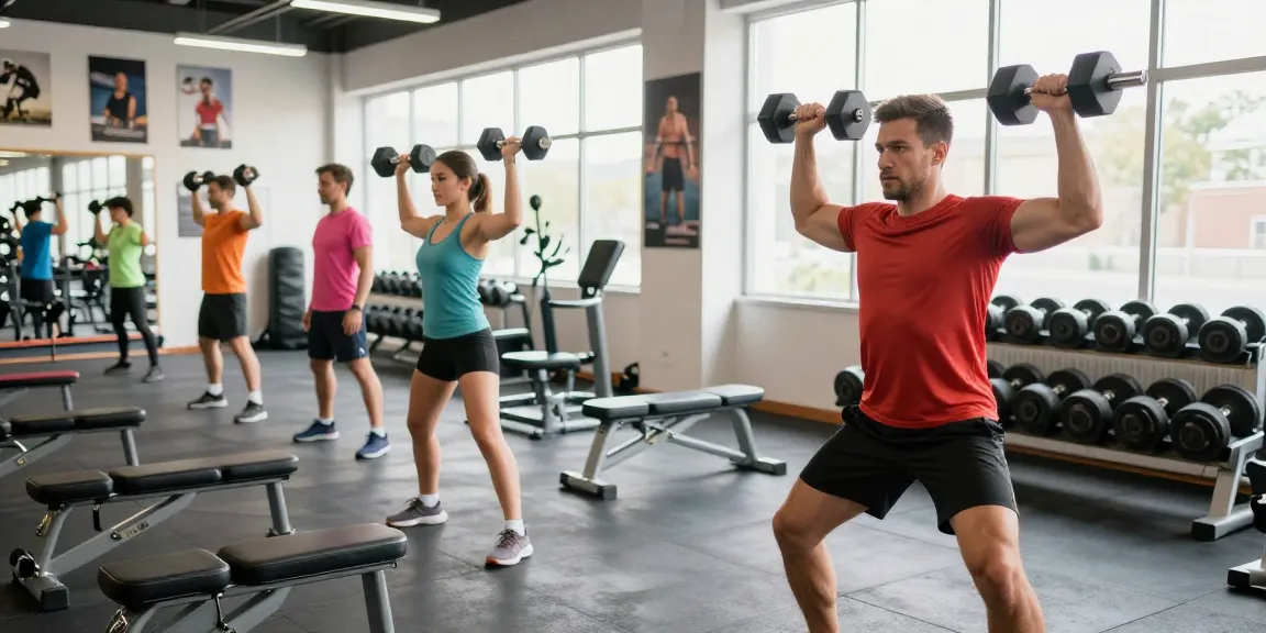 Unieke sfeer van de Unique Pharma Steroïden Winkel met fitnessers die trainen