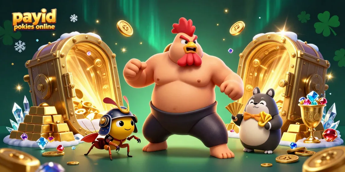 Experience thrilling payid pokies online with vibrant casino characters amidst gold treasures and rich graphics.