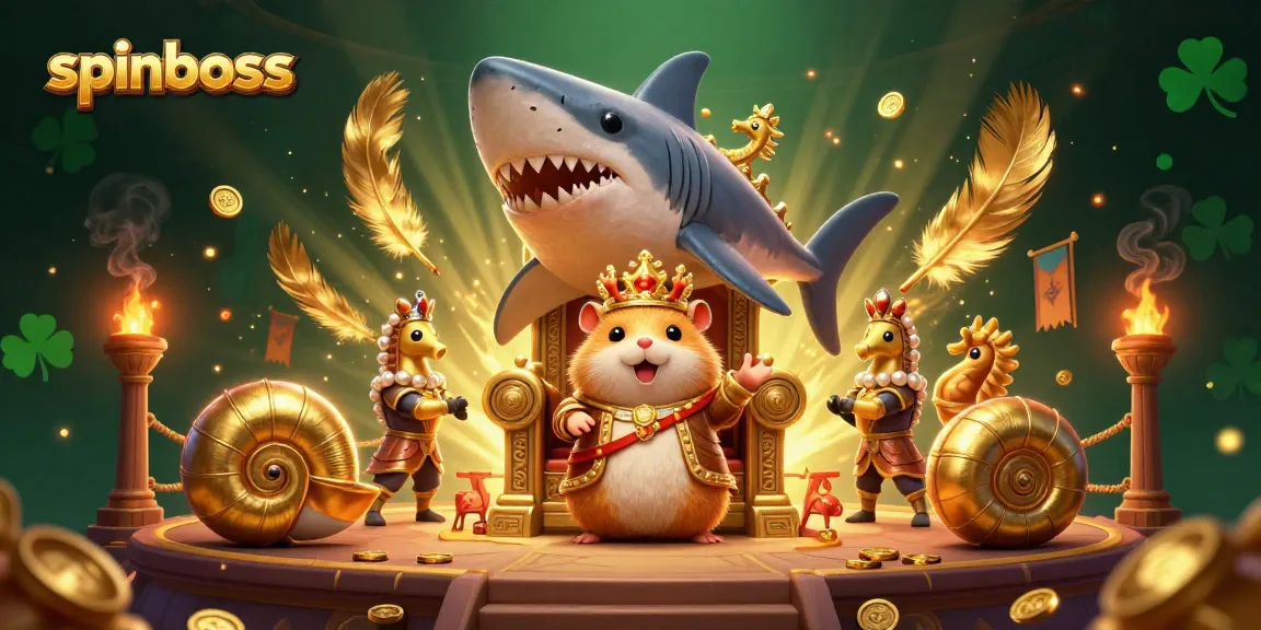 Spinboss casino scenes featuring a golden hamster king and casino elements for engaging gameplay.